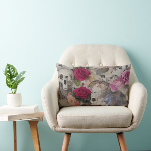 バラとスカル ランバークッション (椅子)
