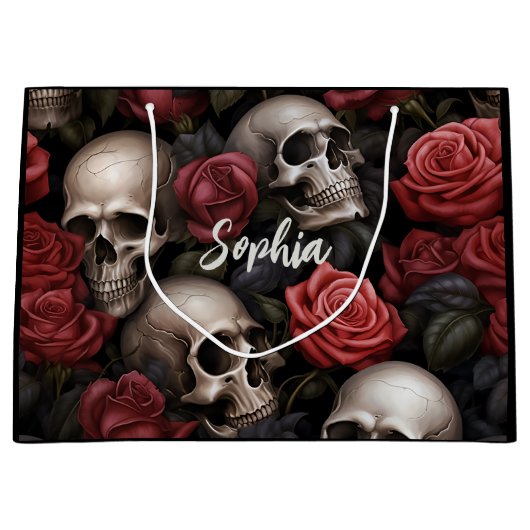 バラとスカル ラージペーパーバッグ (正面)