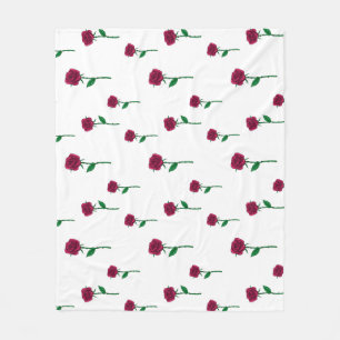 バラとステムロマンチックなバレンタインデーデザイン フリースブランケット