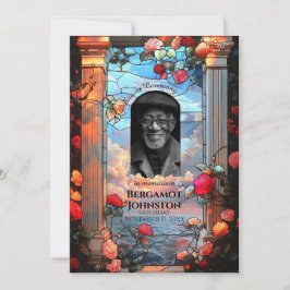 バラとステンドグラス葬儀 案内状