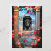 バラとステンドグラス葬儀 案内状 (正面/裏面)