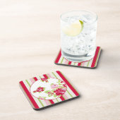 バラとストライプコルクバックコースター コースター (右側)