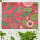 バラとストライプティータオル キッチンタオル (折り畳み)