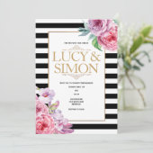 バラとストライプ結婚式招待状 招待状 (スタンド正面)