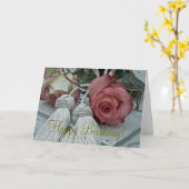 バラとタッセルハッピーバースデーカード カード (黄色い花)