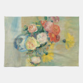 バラとダリアの花瓶 |ルノアール キッチンタオル (横)