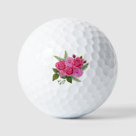 バラとダリアの花 ゴルフボール