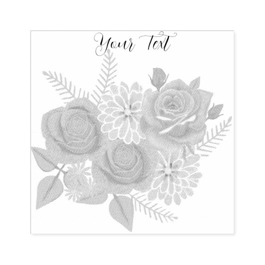 バラとダリアカスタムスの木印 ラバースタンプ (インプリント)