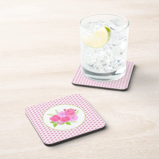 バラとダリアスピンク コースター (右側)