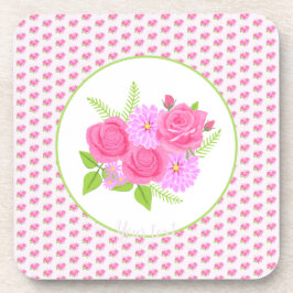 バラとダリアスピンク コースター