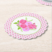 バラとダリアスピンク ペーパーコースター (アングル)