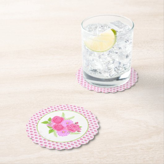 バラとダリアスピンク ペーパーコースター (インサイチュ)