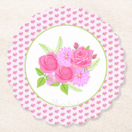 バラとダリアスピンク ペーパーコースター