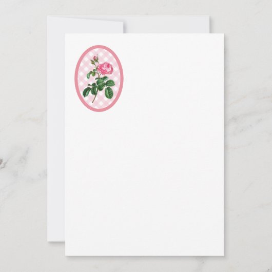 バラとチェック 招待状 (正面)