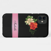 バラとデイジーのピンク2 名前入り Case-Mate iPhoneケース (裏面(横))