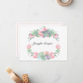 バラとデスクからの多肉食Aパーソナル ノートカード (正面/裏面インサイチュ)