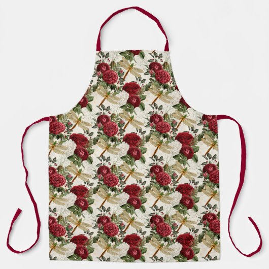 バラとトンボ エプロン (正面)