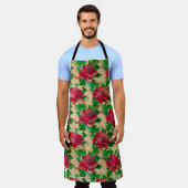 バラとトンボ(デザイン16) エプロン (着用した状態)