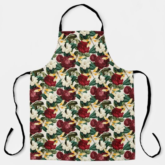 バラとトンボ(デザイン8) エプロン (正面)
