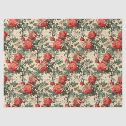 バラとトンボ(デザイン9) 薄葉紙 (正面)