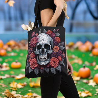 バラとドクロのゴシックハロウィントートバッグ トートバッグ