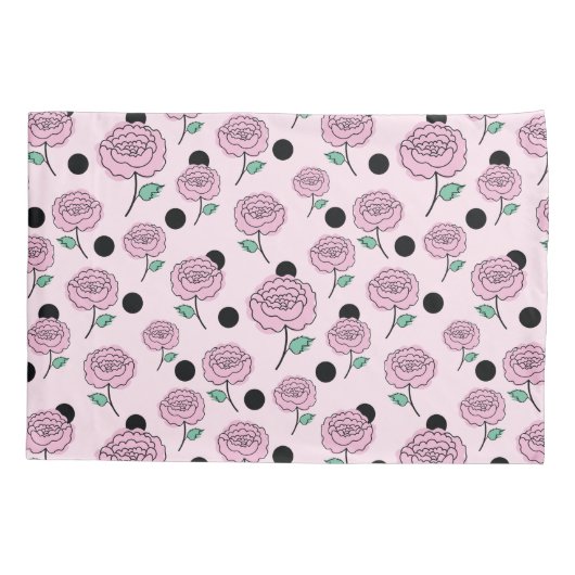 バラとドット。 枕カバー (裏面)