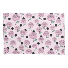 バラとドット。 枕カバー