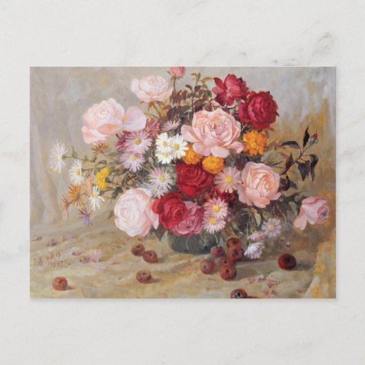 バラとハナダイコン ポストカード (正面)