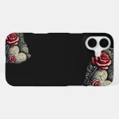 バラとハートのカリグラフィー iPhoneケース (裏面横)