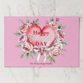 バラとハートバレンタインデー紙ランチョンマット ペーパーパッド (正面)