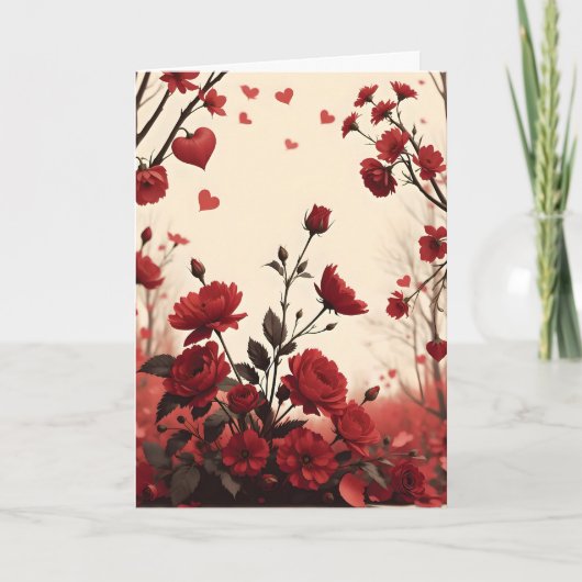 バラとハートバレンタインデー カード (正面)