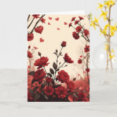 バラとハートバレンタインデー カード (黄色い花)