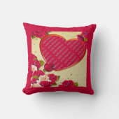 バラとハートフレームの写真の追加 クッション (正面)