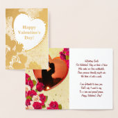 バラとハートフレームバレンタインデー&引用文 箔カード (ディスプレー)
