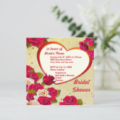 バラとハートフレームブライダルシャワー招待 招待状 (スタンド正面)