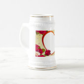 バラとハートフレーム写真の追加 ビールジョッキ (正面左)