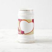 バラとハートフレーム写真の追加 ビールジョッキ (中央)