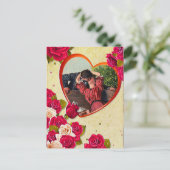 バラとハートフレーム写真の追加 ポストカード (スタンド正面)