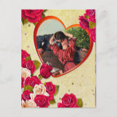 バラとハートフレーム写真の追加 ポストカード (正面)