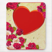 バラとハートフレーム写真の追加 マウスパッド (正面)