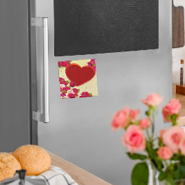 バラとハートフレーム写真の追加 マグネット