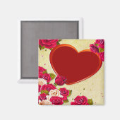 バラとハートフレーム写真の追加 マグネット (正面/裏面)