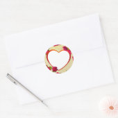 バラとハートフレーム写真の追加 ラウンドシール (封筒)