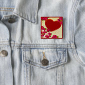 バラとハートフレーム写真の追加 缶バッジ (インサイチュ)