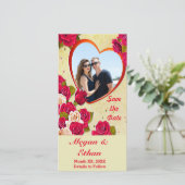 バラとハートフレーム日付の保存フォトカード セーブザデート (スタンド正面)