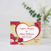 バラとハートフレーム日付ポストカードの保存 案内ポストカード (スタンド正面)