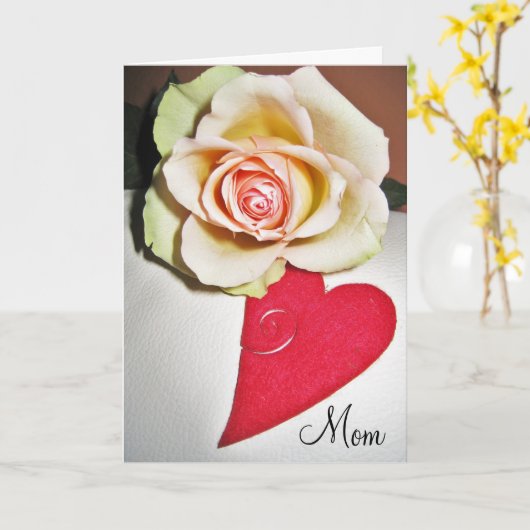 バラとハート母の日 カード (黄色い花)