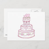 バラとハート結婚のケーキ ポストカード (正面/裏面)
