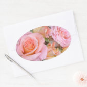 バラとハート～オーバルステッカー 楕円形シール (封筒)