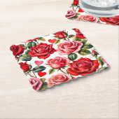 バラとハート ペーパーコースター (アングル)